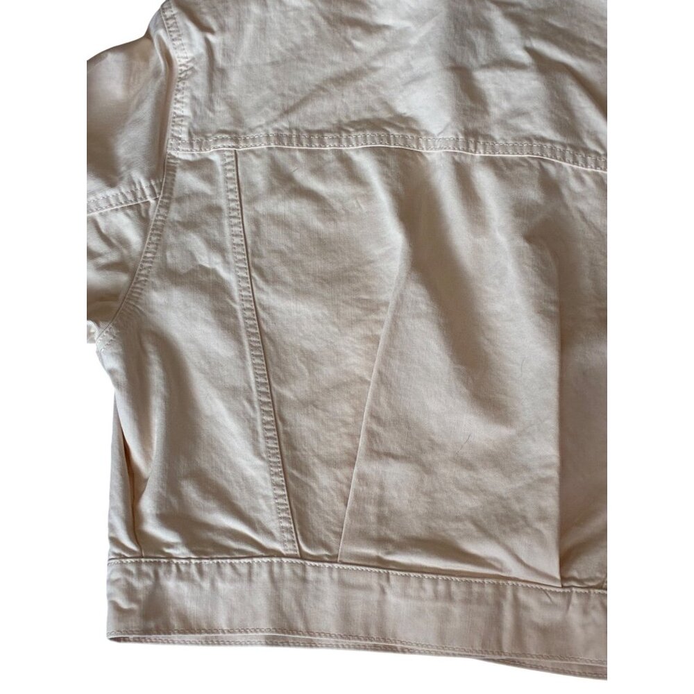 NWTGianni Bini Womens Cropped Denim Jacket M Bone Beige Cotton Button-Up READ - Picture 12 of 16